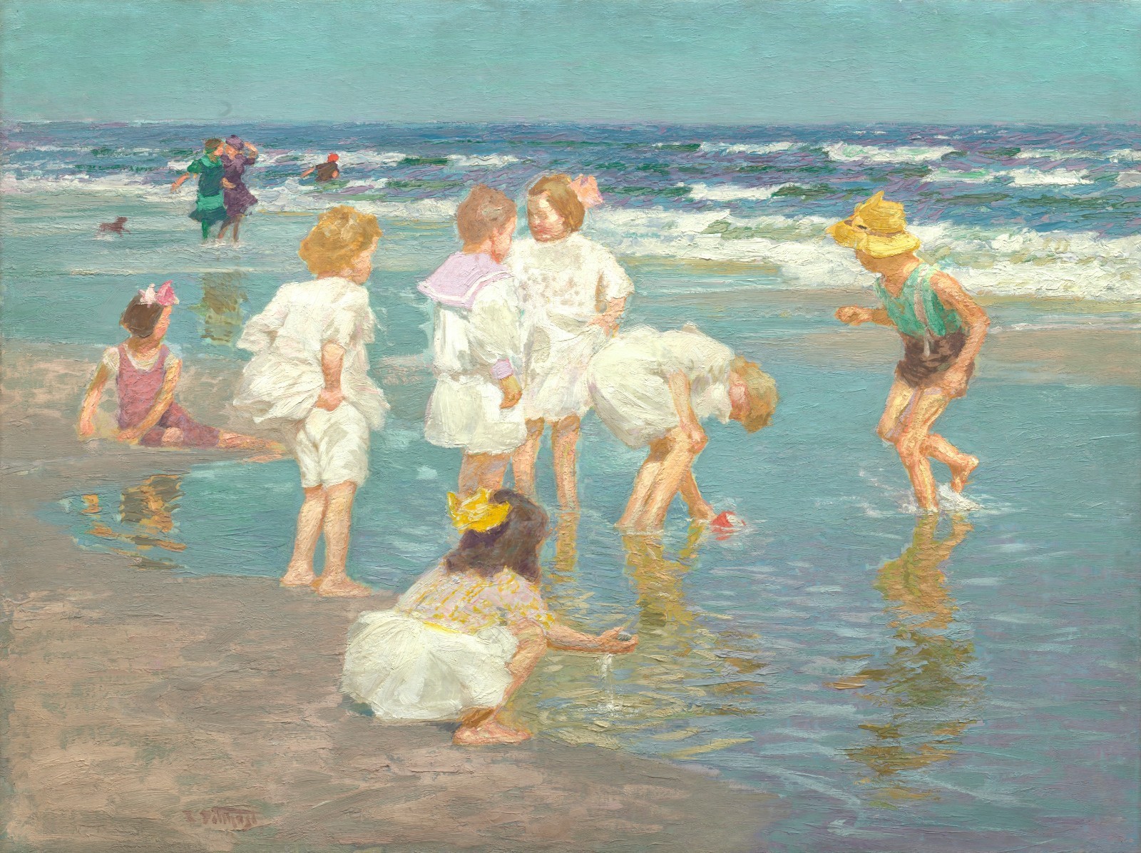 A Holiday Edward Henry Potthast Impressionist Beach Scene Poster Print