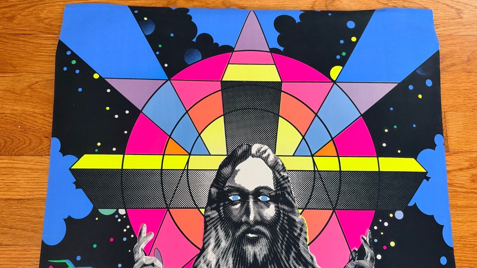 Jesus Christ Superstar Vintage 1971 Blacklight Poster Third Eye Last Supper Art