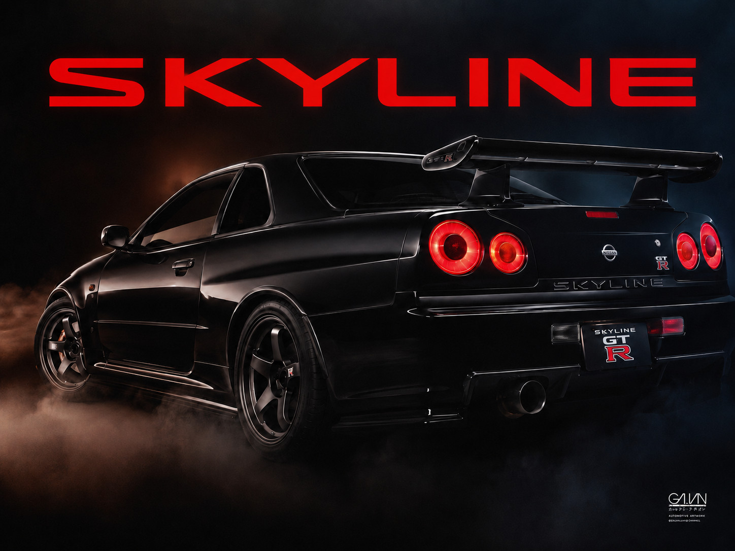 Nissan Skyline R34 GTR 80s audio ad reprint retro vintage style 12×18