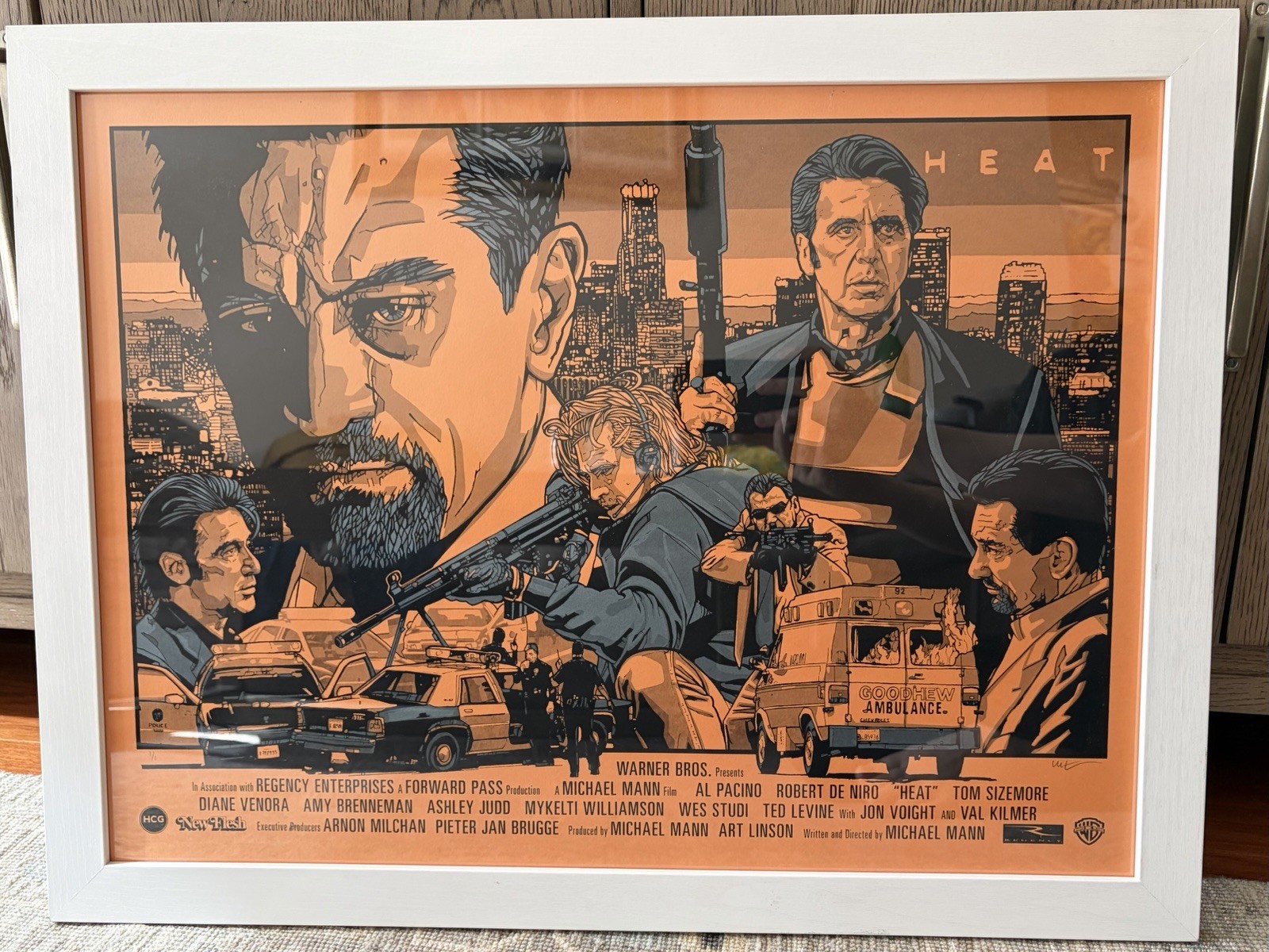 New Flesh HEAT Illustrated Poster Print Signed 1 of 1 Limited Framed Pacino