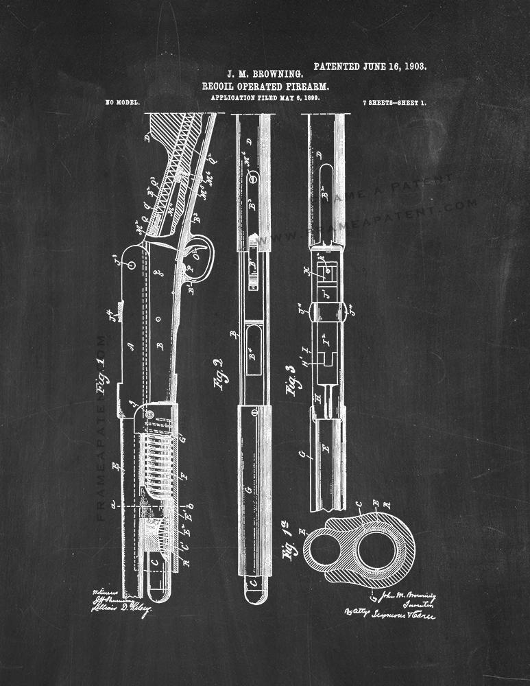 Recoil-operated Firearm Patent Print Chalkboard