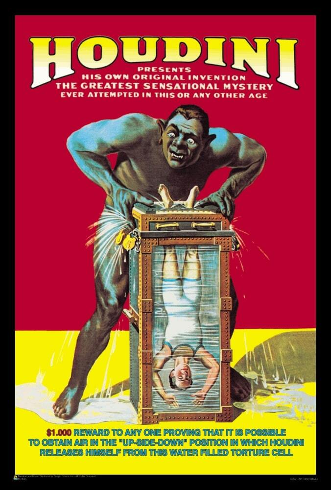 Houdini – Water Filled Torture Cell Mini Poster 12.5″ x 18.5″ Laminated
