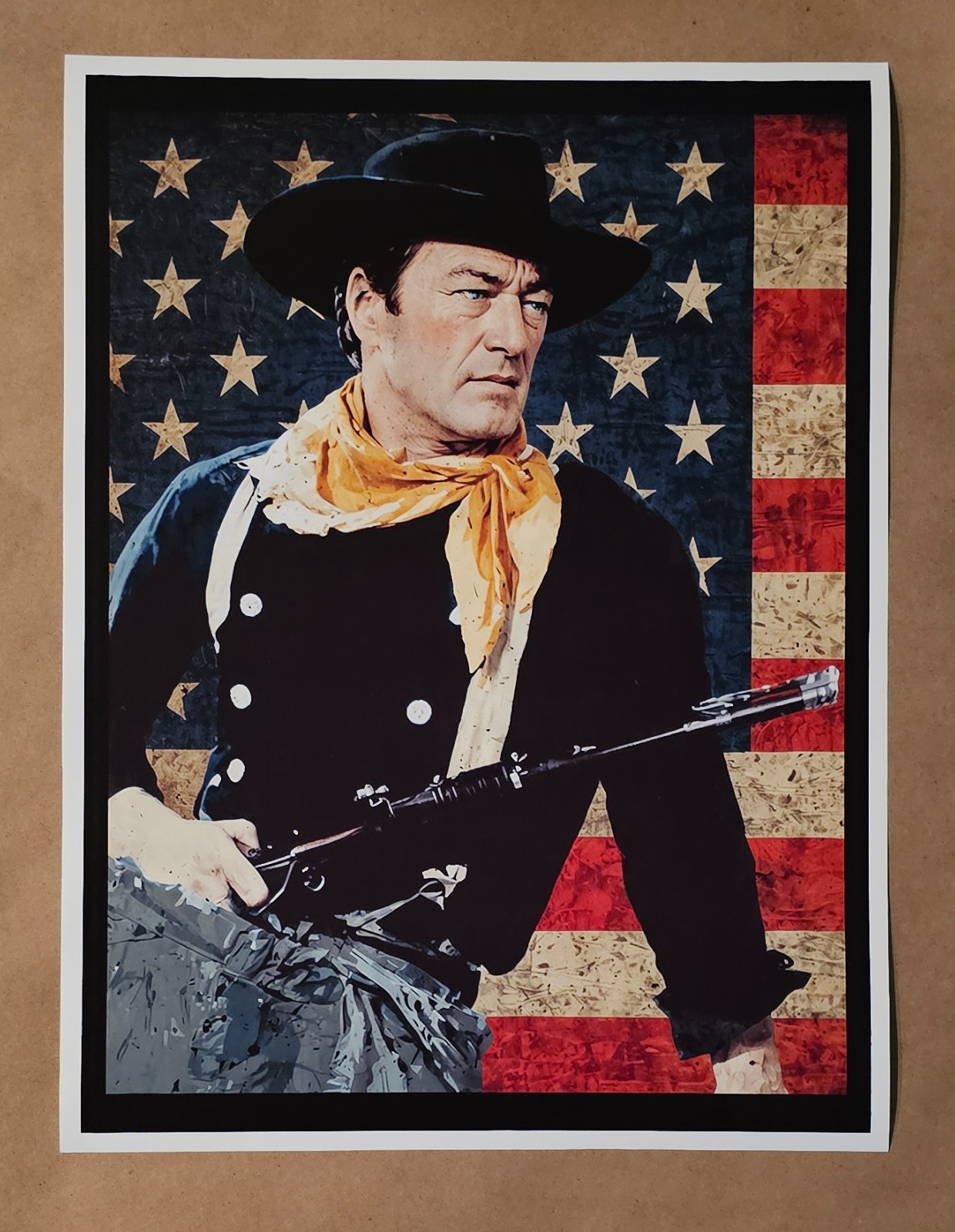 John Wayne Print – American Flag USA Guns Freedom The Duke Poster Christmas Gift