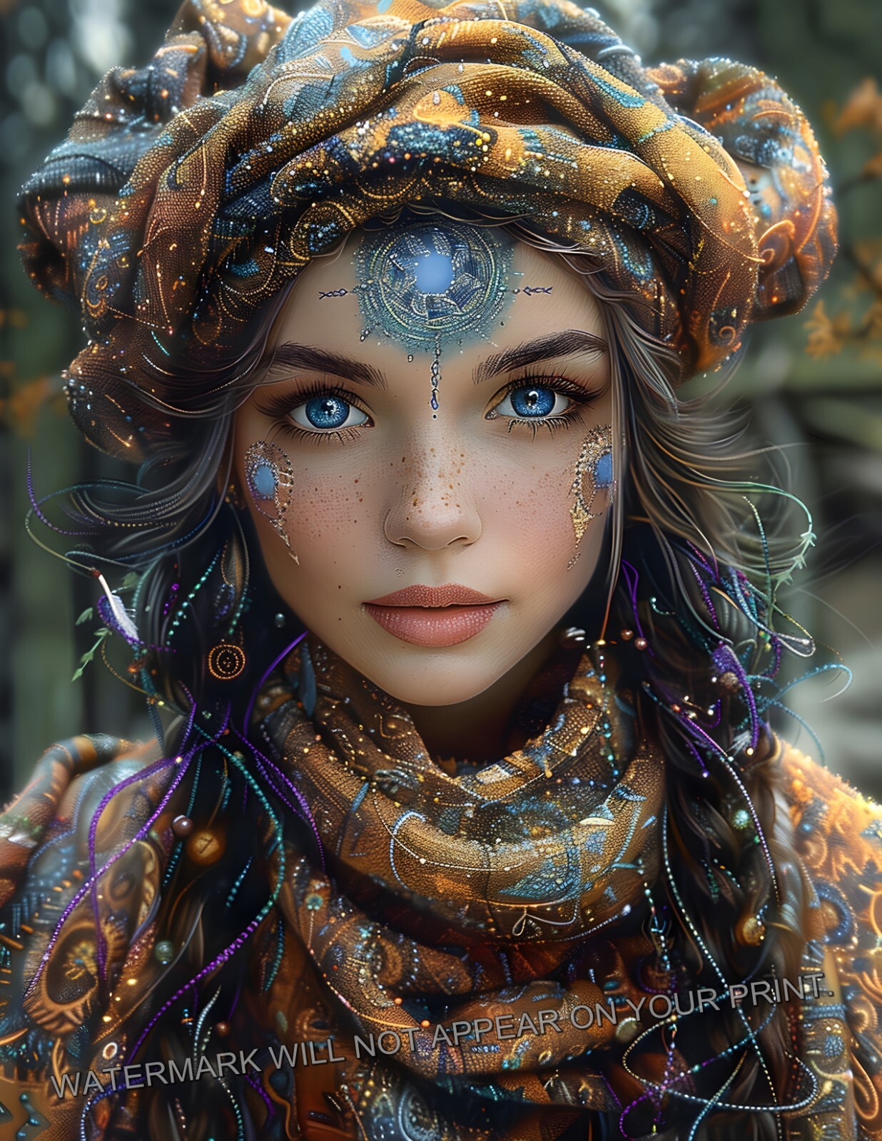 Beautiful Celtic Druid Priestess Storyteller Mystical Lore Keeper Giclée 8.5X11