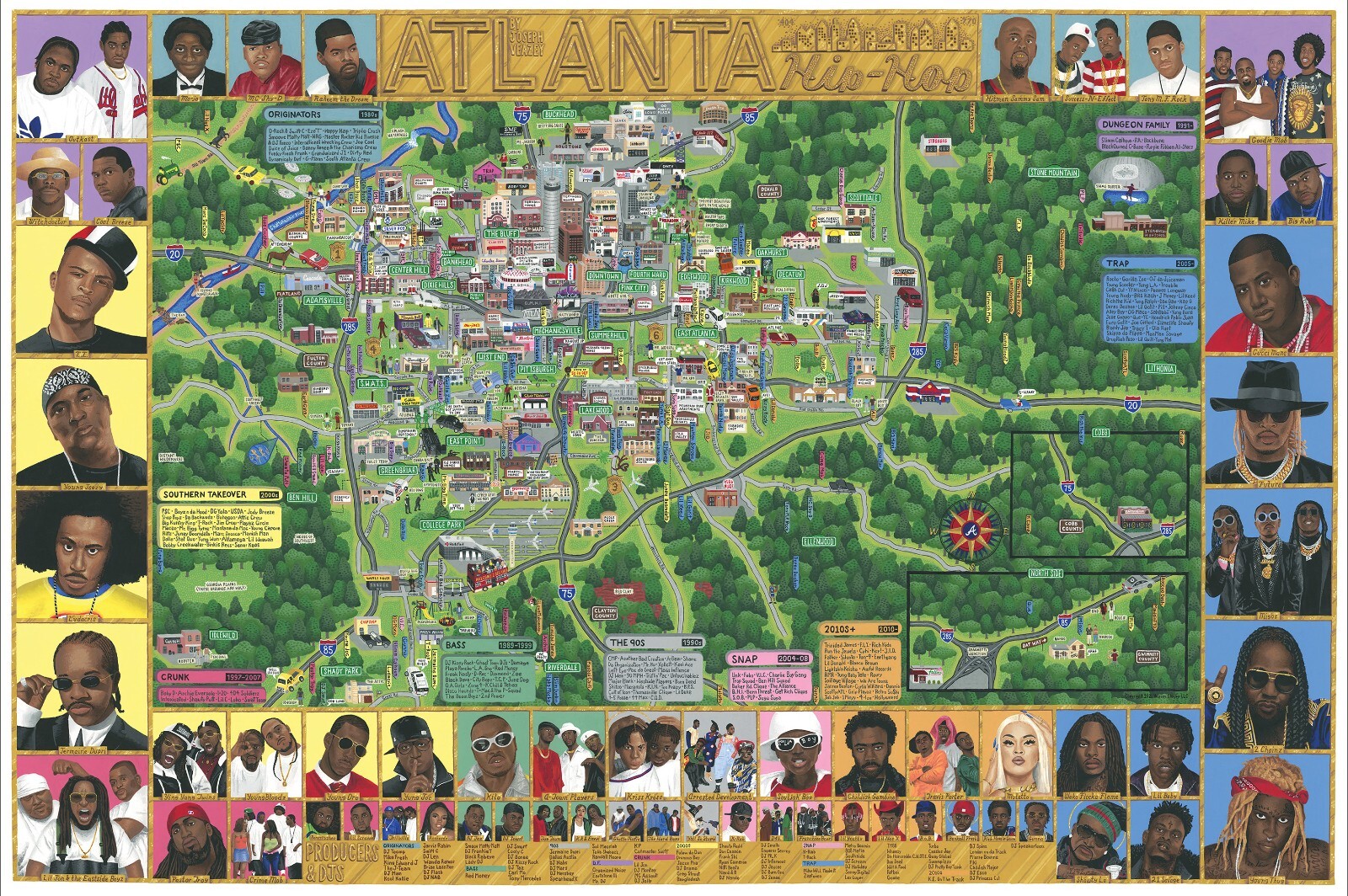 SIGNED Atlanta Rap Map 24″x36″ Art Print Poster – Hip Hop History