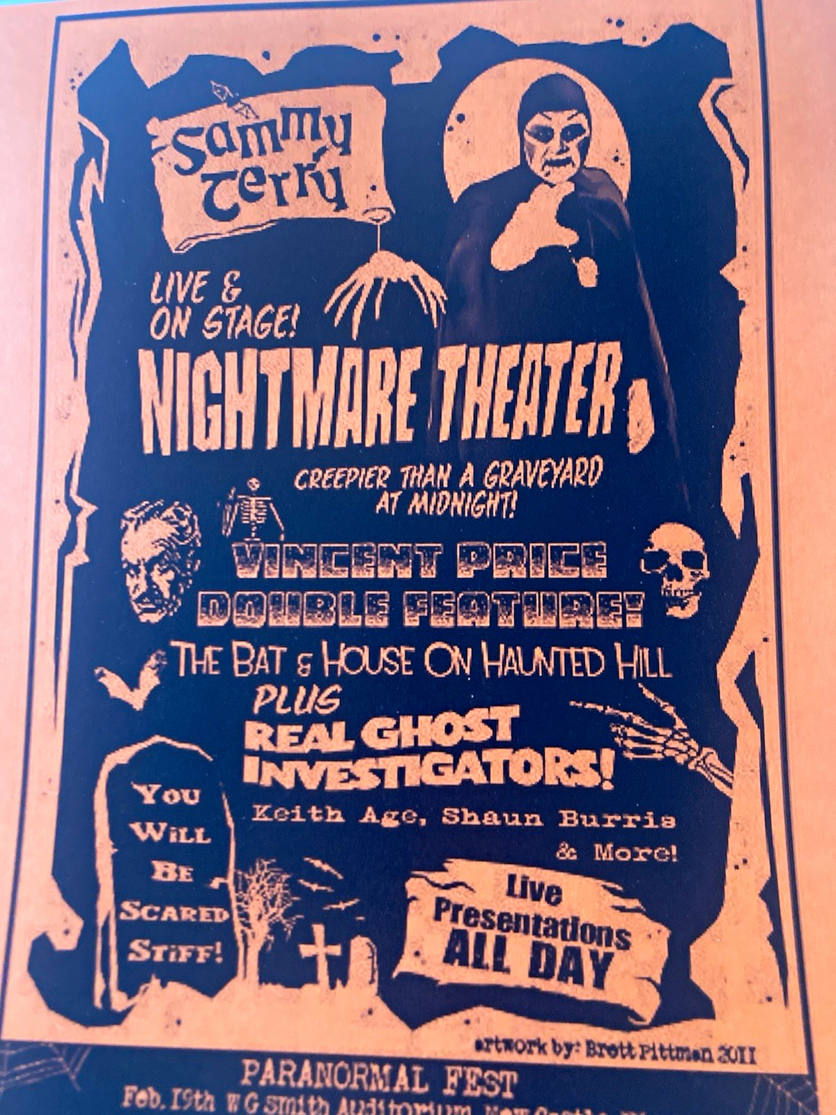 Sammy Terry Nightmare Theater event poster Vincent Price 2011 8×10 flawless!!